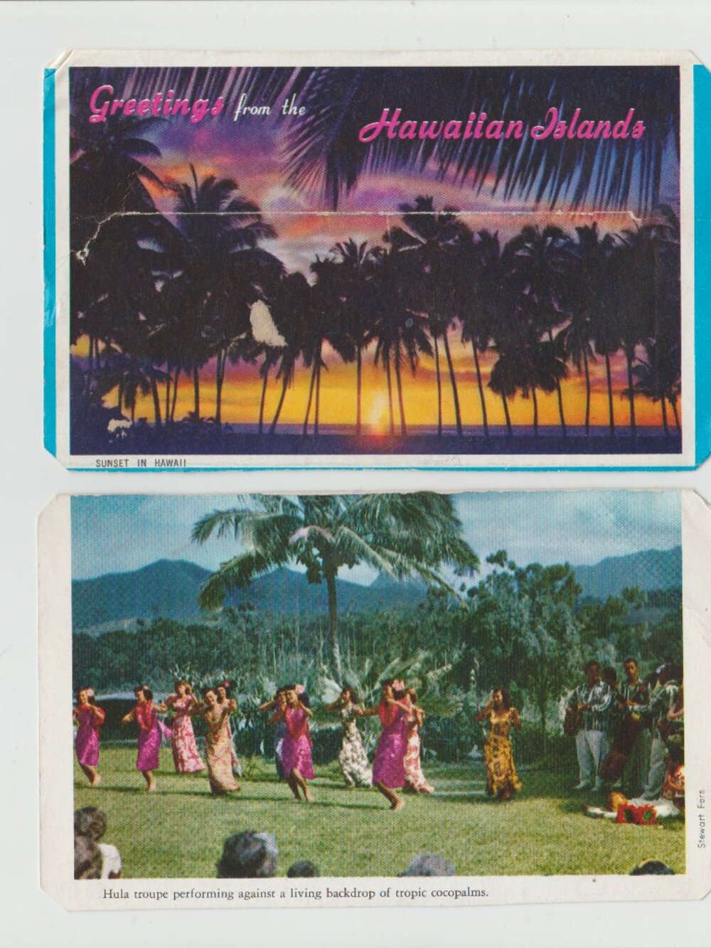 Greetings From Hawaii - The loha State - Hula Girls Tourism Advertising Postcard